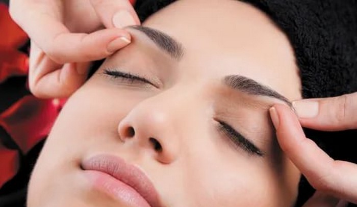 Massage Massage the area around your eyebrows